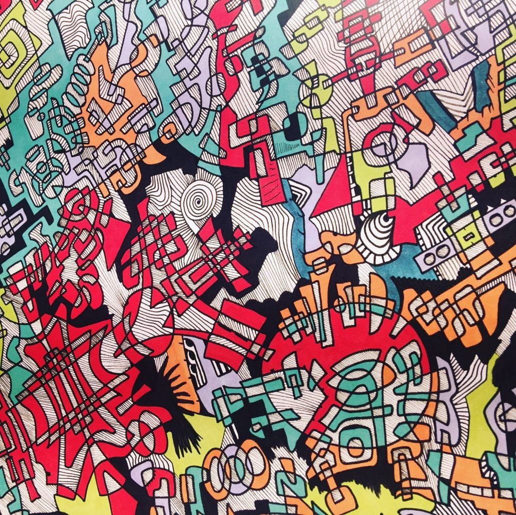 Image shows a colourful abstract piece of art by Jonathan